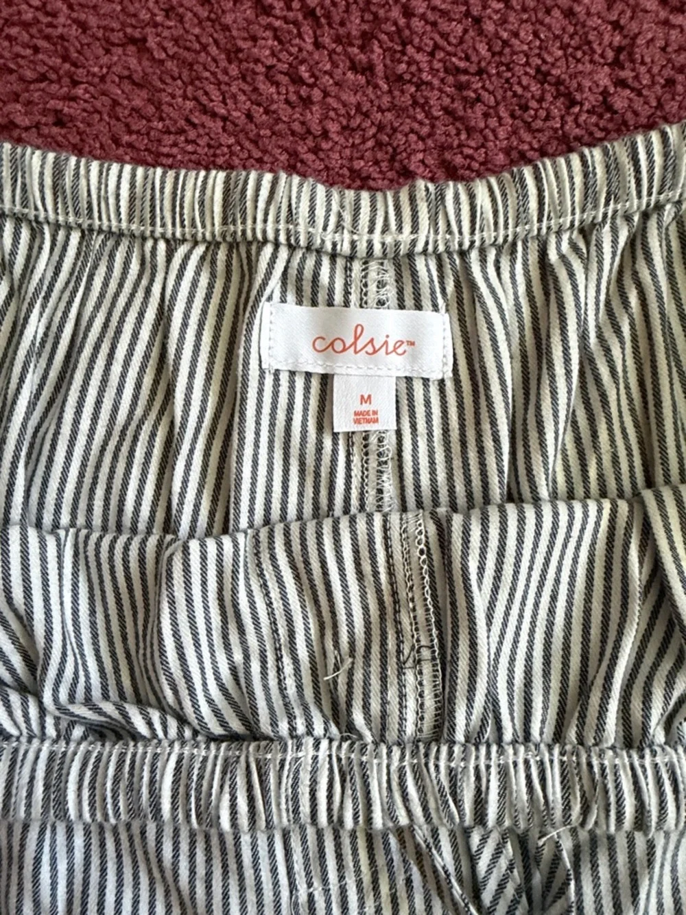 Women’s Relaxed Drawstring Stripe Pants - White/Grey - Picture 3 of 3